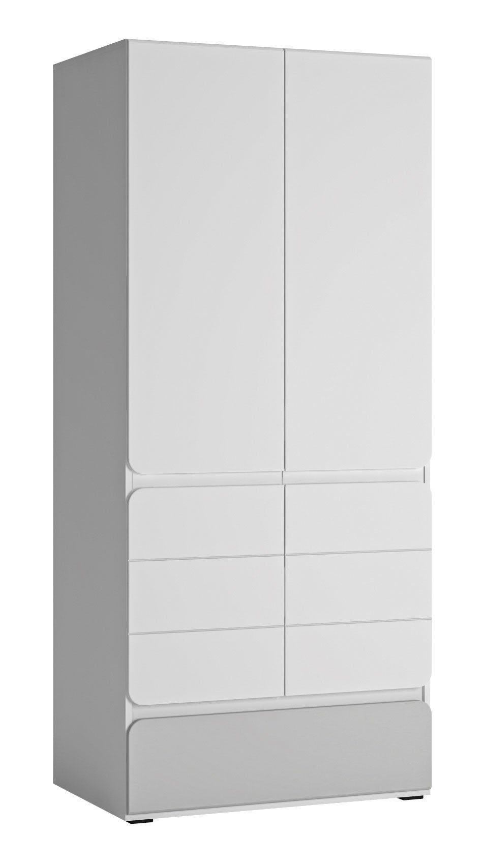 Feldmann-Wohnen Kleiderschrank Albi (Albi, Kleiderschrank) 84x59x193cm weiß grau Hochglanz | Kleiderschränke