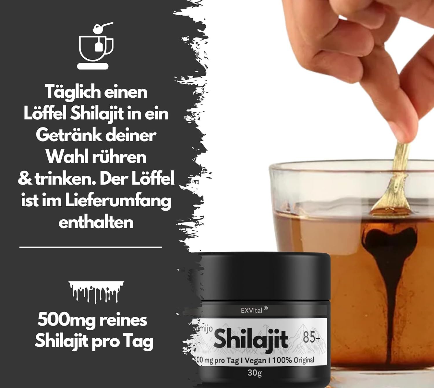 Mumijo Shilajit 85+ Harz, mit Fulvin- & Huminsäure, Original Himalaya Harz, 30 g