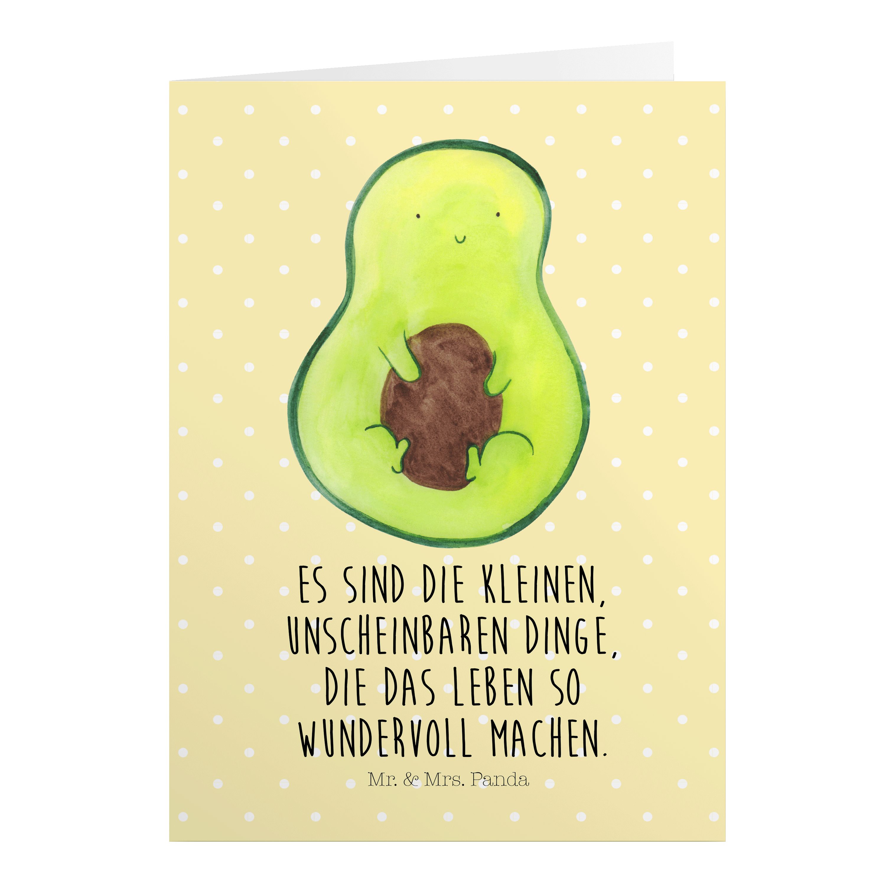 Mr. & Mrs. Panda Grußkarte »Avocado mit Kern Gelb Pastell