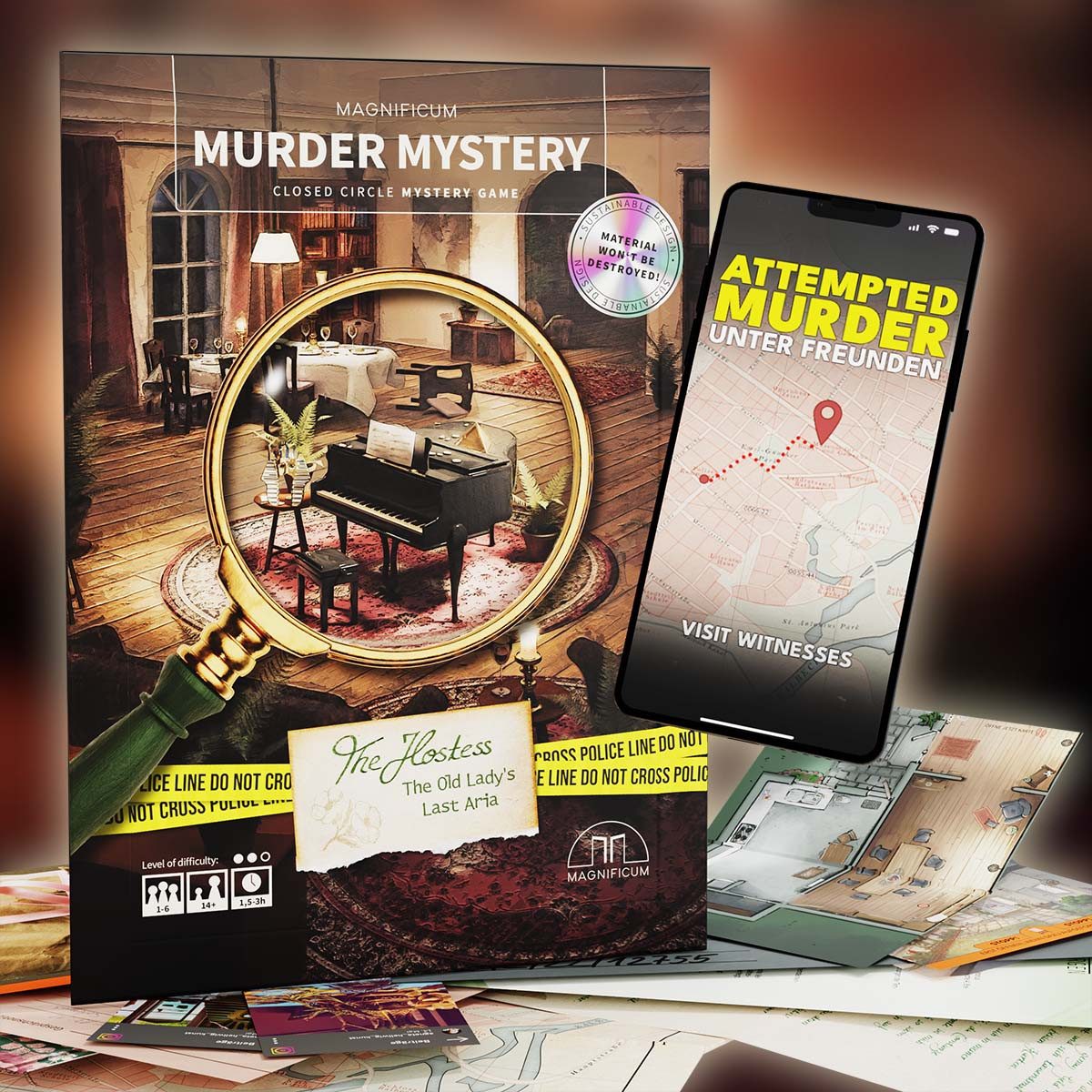 MAGNIFICUM Spiel Detective Game / Crime Game for Adults, ATTEMPTED MURDER : The Hostess : Friends, Secrets & a Deadly Poisoning