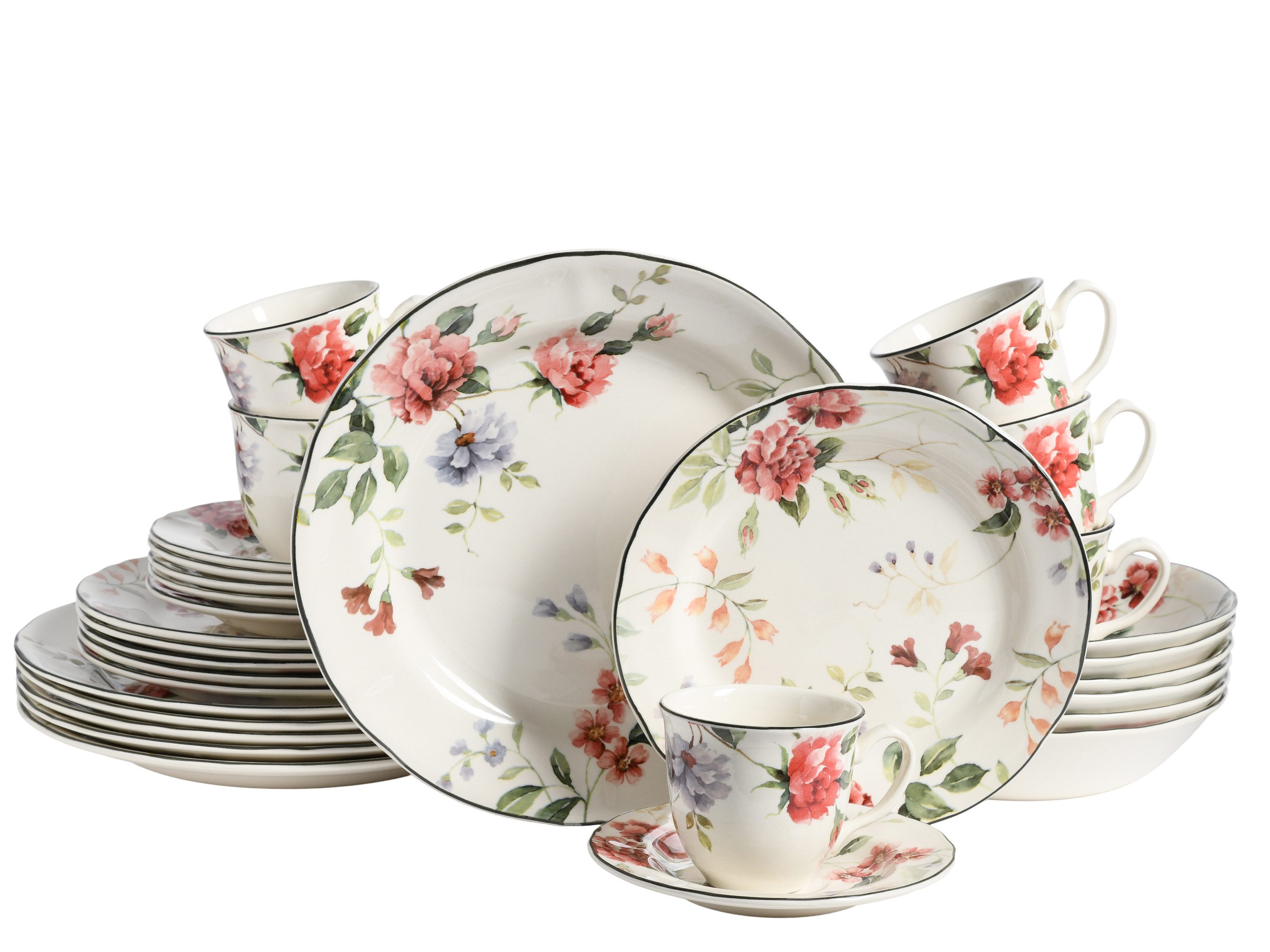 CreaTable Kombiservice Priscilla Bunt (30-tlg), 6 Personen, Steingut