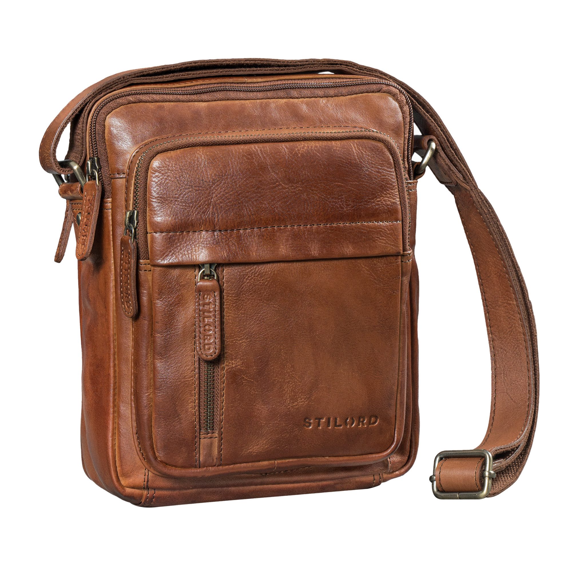 Schultertasche "Ivano" Kleine Umhängetasche Herren Leder für 10,9 Zoll Tablet