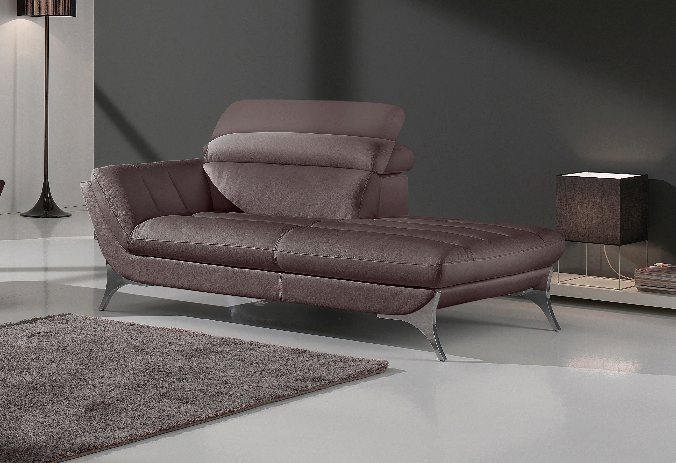 Egoitaliano Recamiere Sueli, extravagantes Design und erstklassiger Sitzkomfort, Solitärmöbel, hochwertiger Lederbezug, inklusive Kopfteilverstellung