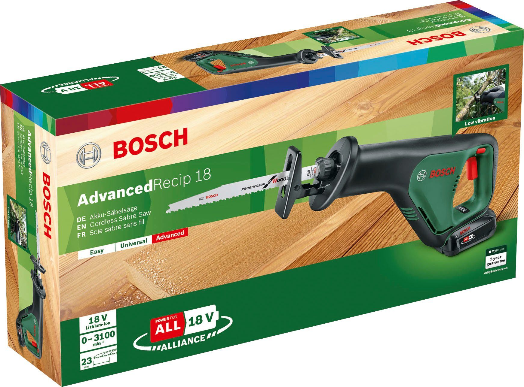 Bosch AdvancedRecip Garden und & Akku Ladegerät inkl. 18, Home Akku-Säbelsäge