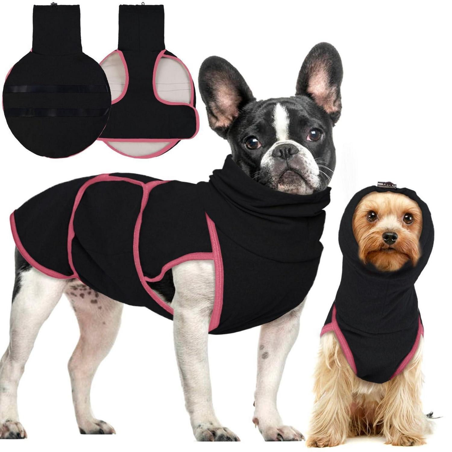 LuxusKollektion Hundepullover Hundepullover Beruhigende Kapuze XS Schwarz