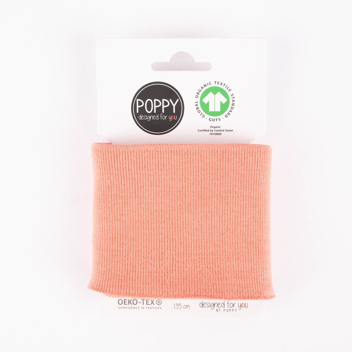 Stoff Cuff Bündchen Fertigbündchen Organic Bio einfarbig apricot 7x135cm