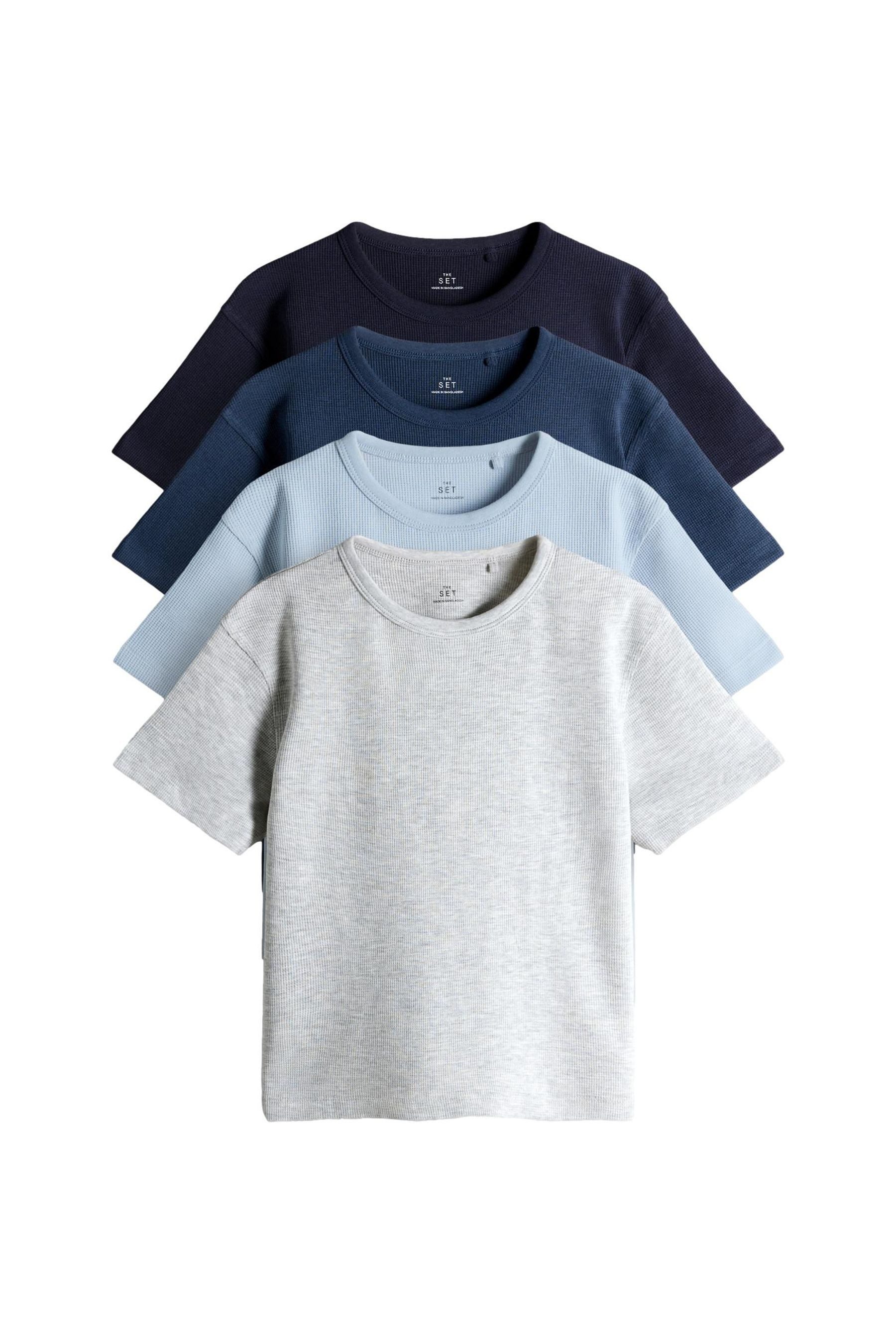 T-Shirt The Set T-Shirts mit Waffelstruktur, 4er-Pack