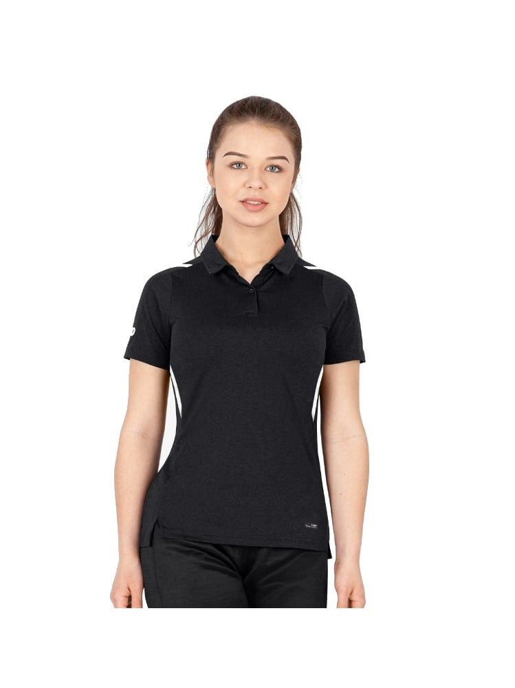 Poloshirt Challenge (Polyester-Stretch-Jersey) schwarzmeliert/weiss Damen