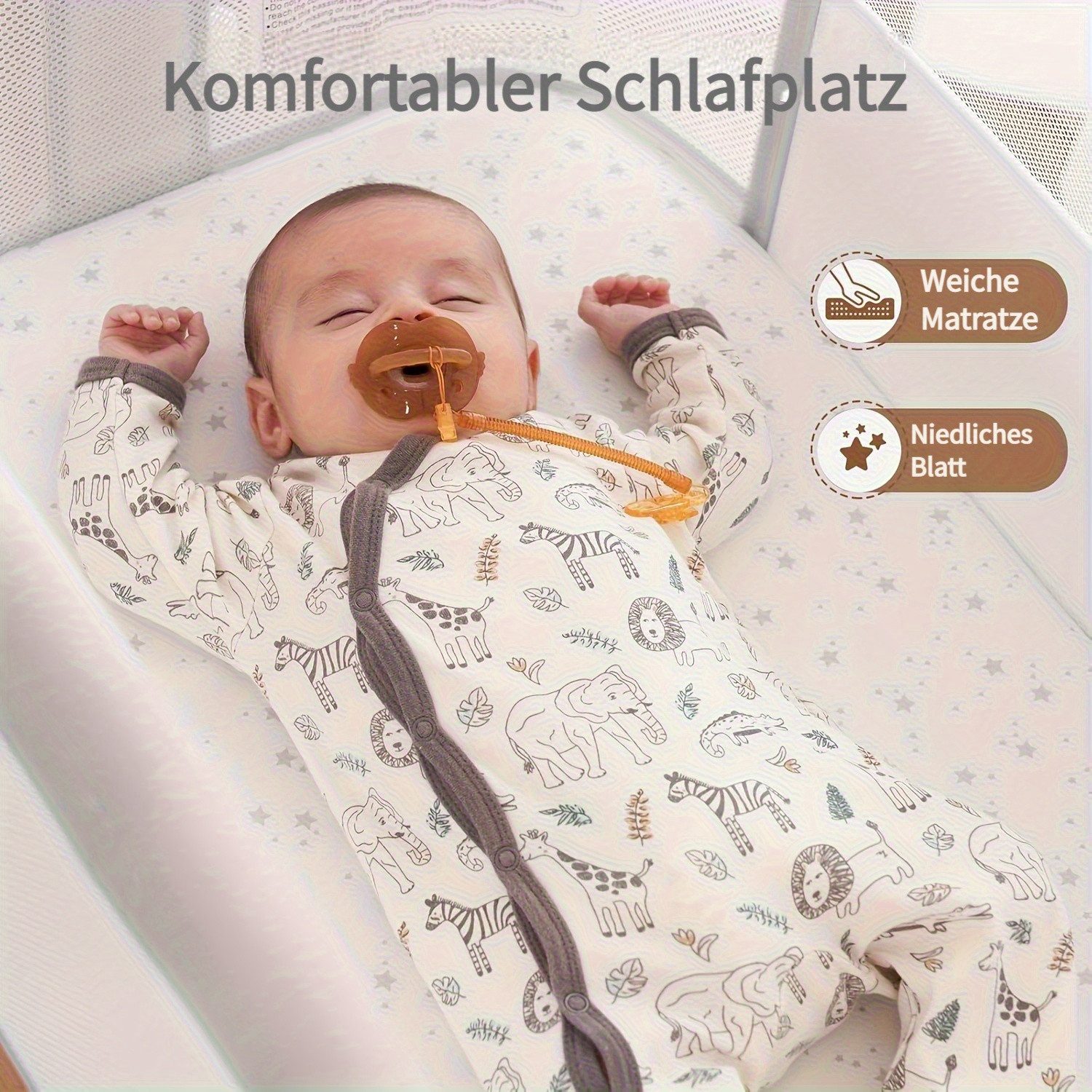 OUNUO Beistellbett für Neugeborene mit Rädern, Aufbewahrungskorb, Matratze günstig online kaufen