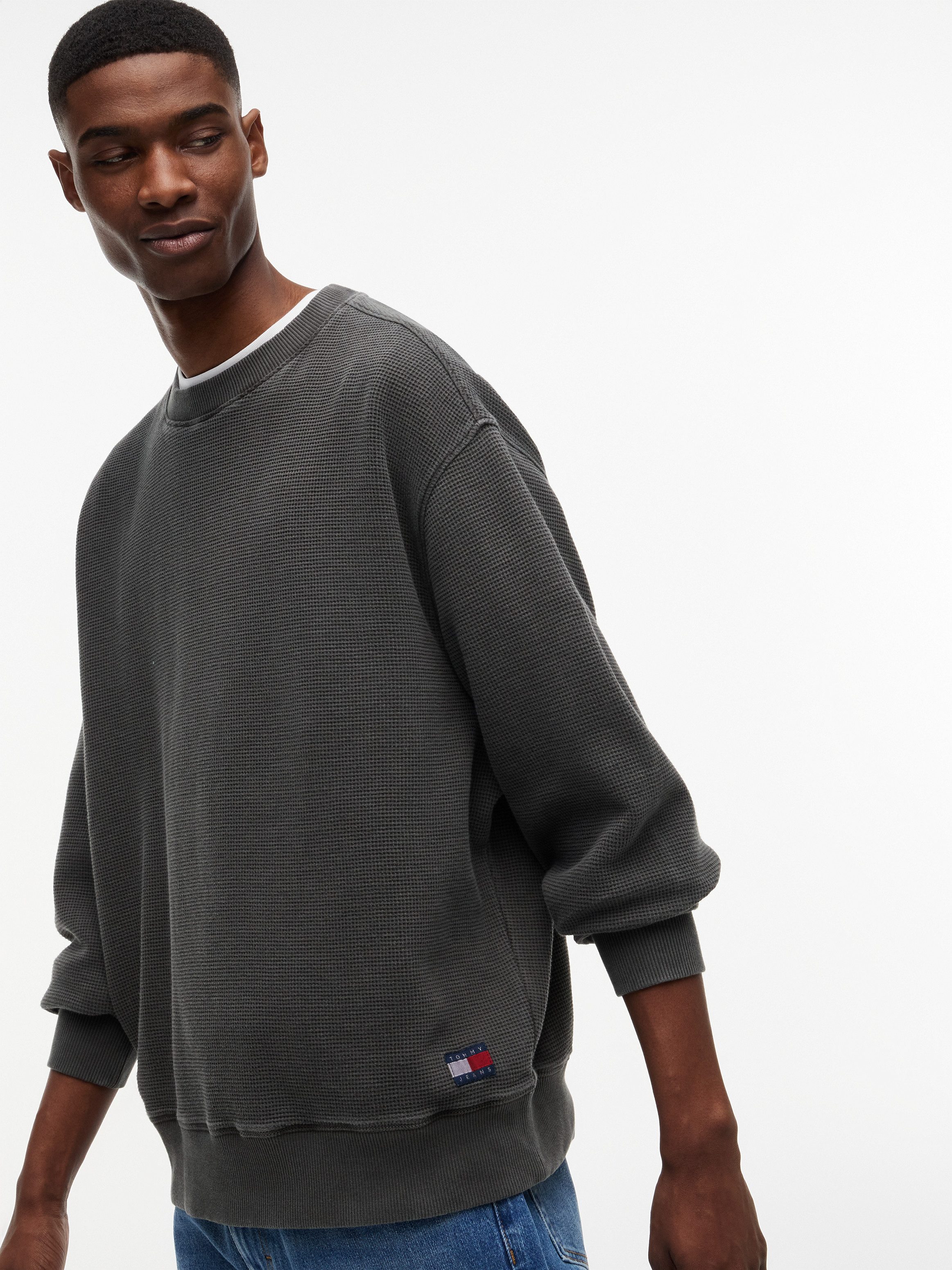 Tommy Jeans Rundhalspullover TJM RELAXED WASHED WAFFLE