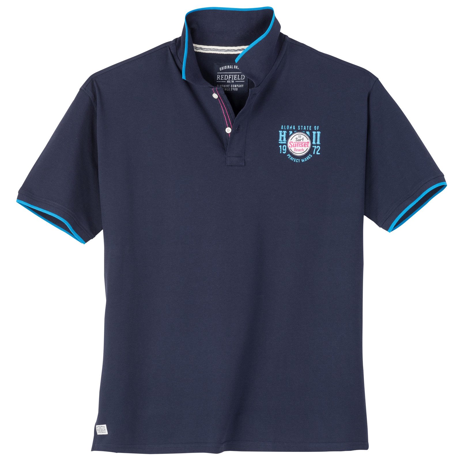 redfield Poloshirt Redfield Übergröße Poloshirt navy Brustpatch Sunset