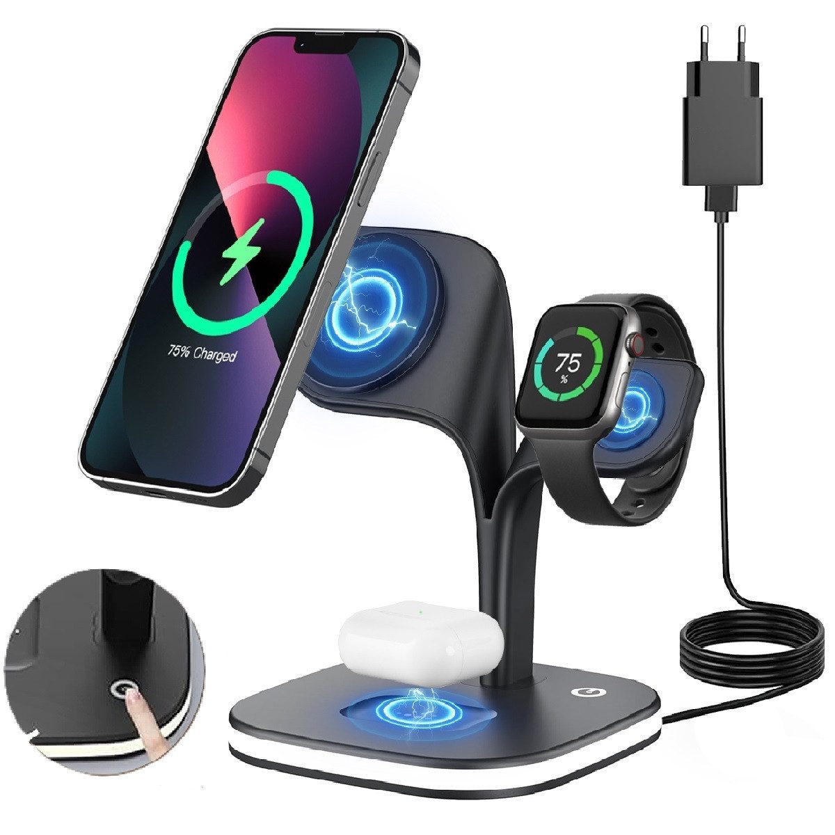 23w Wireless Charger Induktive Ladestation mit Nachtlampe Induktions-Ladegerät