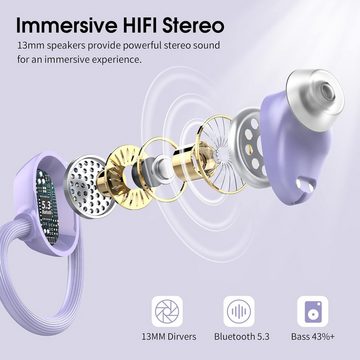 WUYI 5 zusätzliche Aufladungen für insgesamt 48 Stunden Hörzeit In-Ear-Kopfhörer (Die IP7-Nanometer Wasserdichtigkeit ermöglicht bedenkenloses Musikhören bei Regen und Schweiß, ohne Einbußen in der Klangqualität, Intensive Bässe & einem hochwertigen Mikrofon für kristallklare Anrufe)