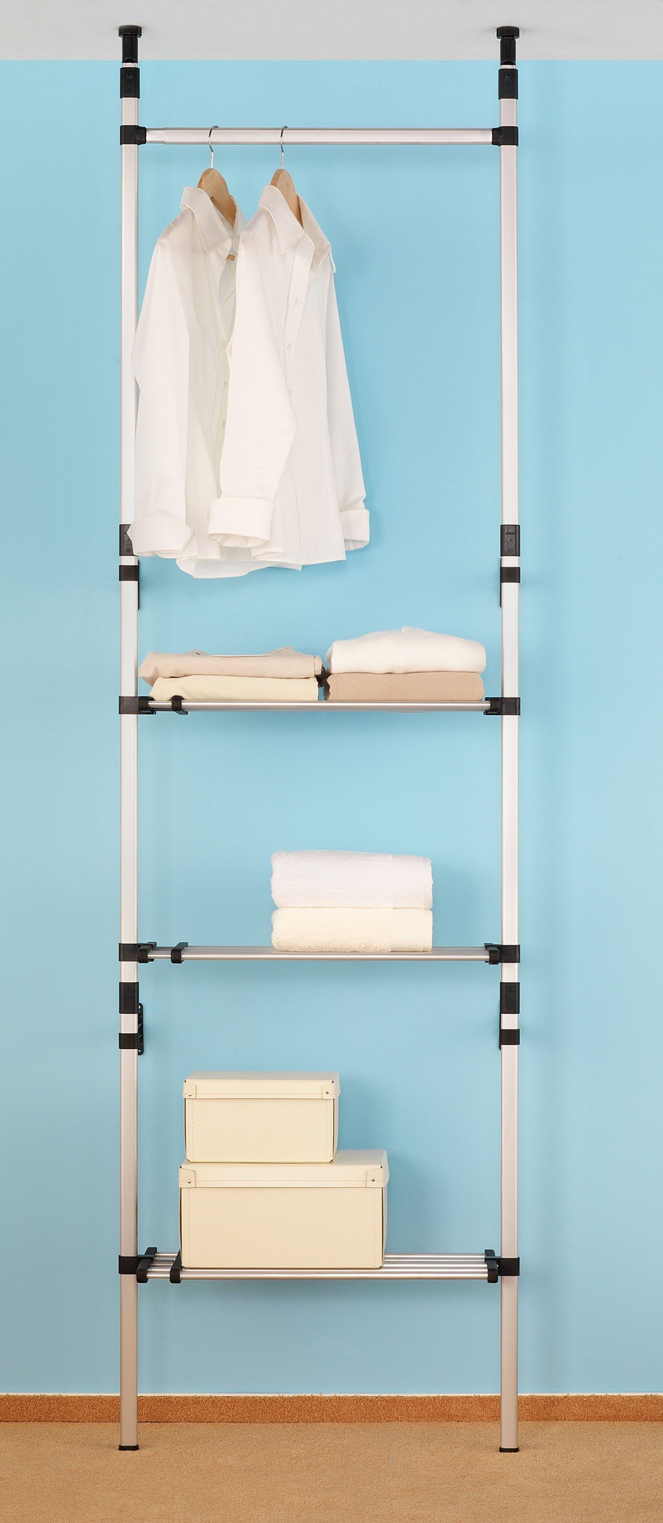 Ruco Teleskopregal, Aluminium/Kunststoff, praktisch zwischen Boden und Decke zu verspannen