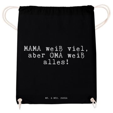 Mr. & Mrs. Panda Sporttasche MAMA weiß viel, aber... - Schwarz - Geschenk, Geschenk Oma, Turnbeute (1-tlg)