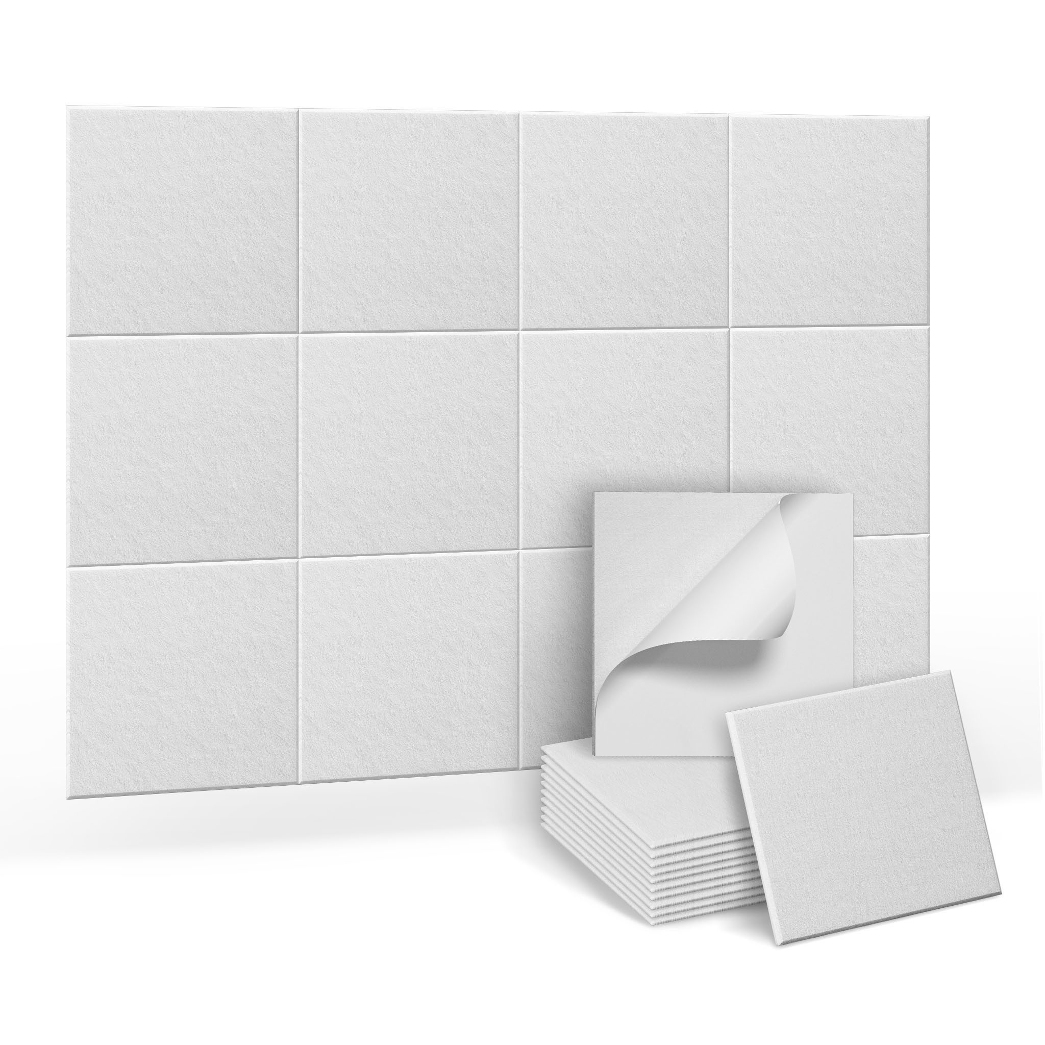FIVMEN Wandpaneel Akustikpaneele Wand Selbstklebend Schalldämmung 3D Wandverkleidung, Akustik Schwarz/Weiß/Hellgrau 12er/set Polyesterfaser