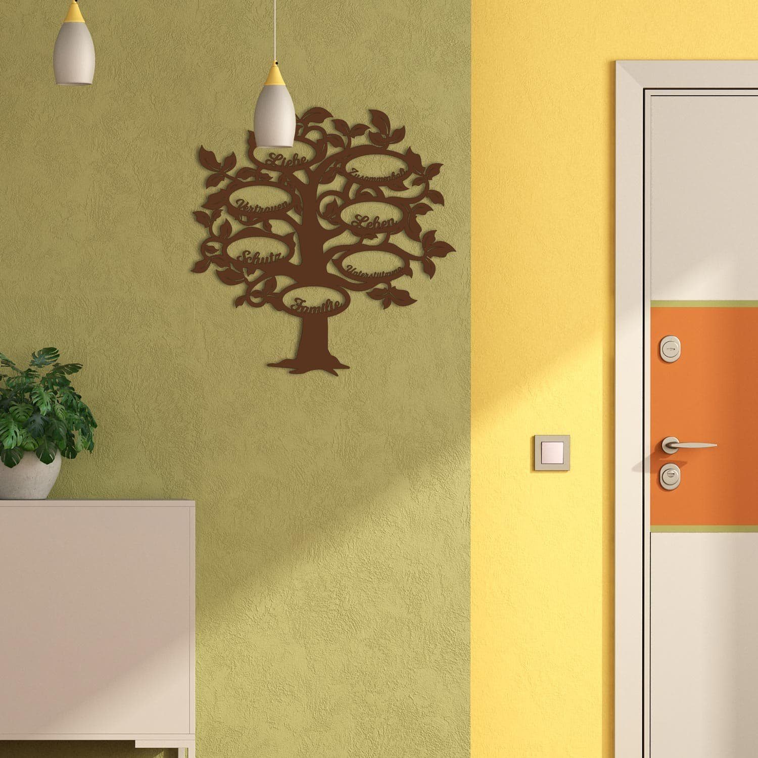 Namofactur 3D-Wandtattoo Holz Wandbild 'Familie Baum' Wanddeko, Wanddekoration Familien Stammbaum, Wandgestaltung für dein Wohnzimmer