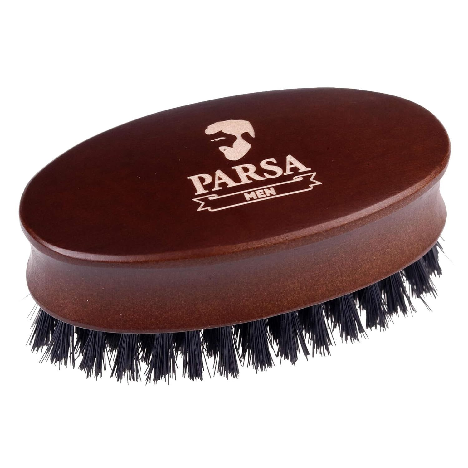 PARSA Beauty Haarbürste Men Bartbürste aus Schima Holz mit veganem Besatz für Bartpflege