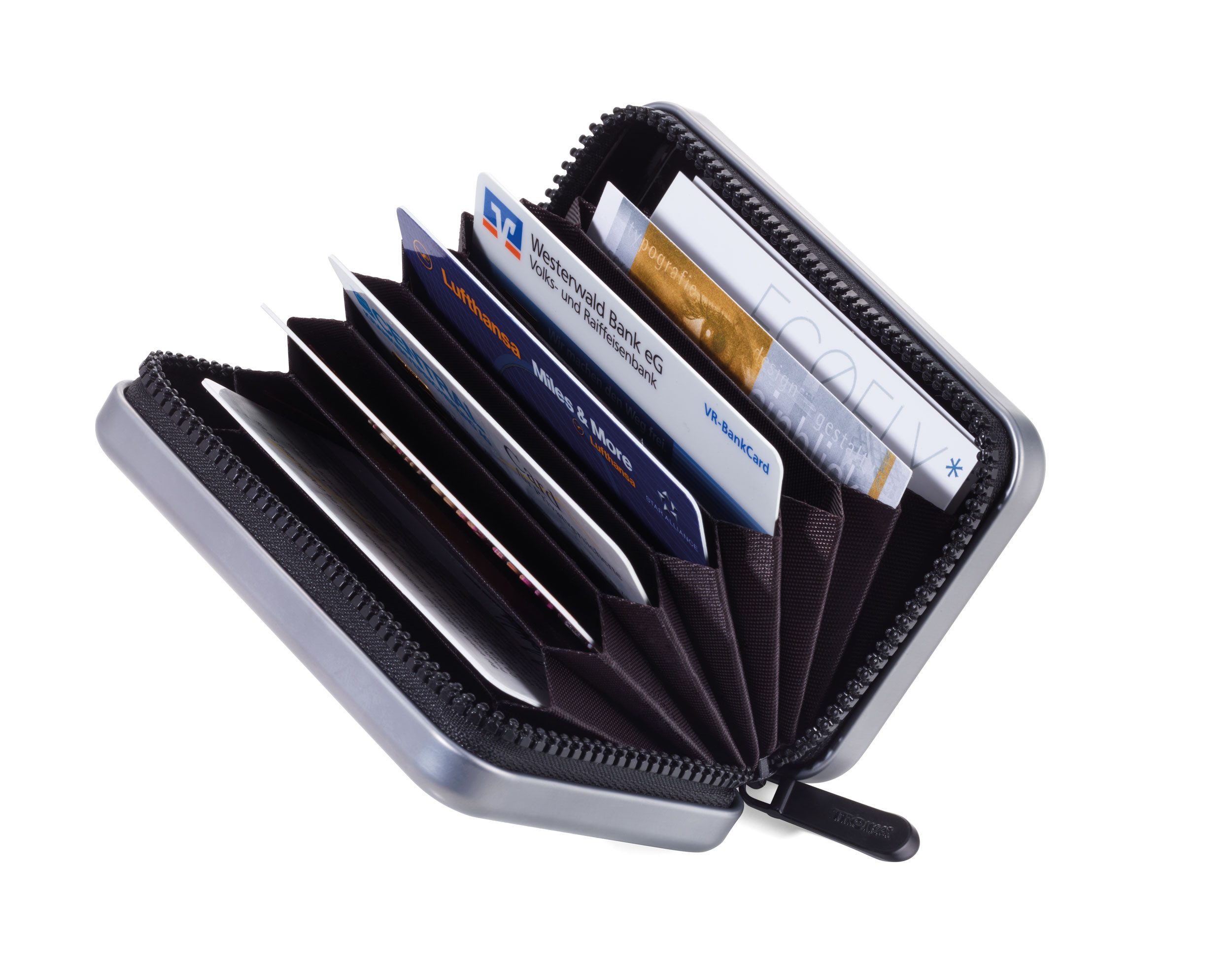 TROIKA Kartenetui Aluminium mit Schutz vor Datendiebstahl – Kartenetui im Koffer-Design (9 Fächern für bis zu 20 Karten), Cardholder in verschiedenen Farben, RF – Bild 2 von 5