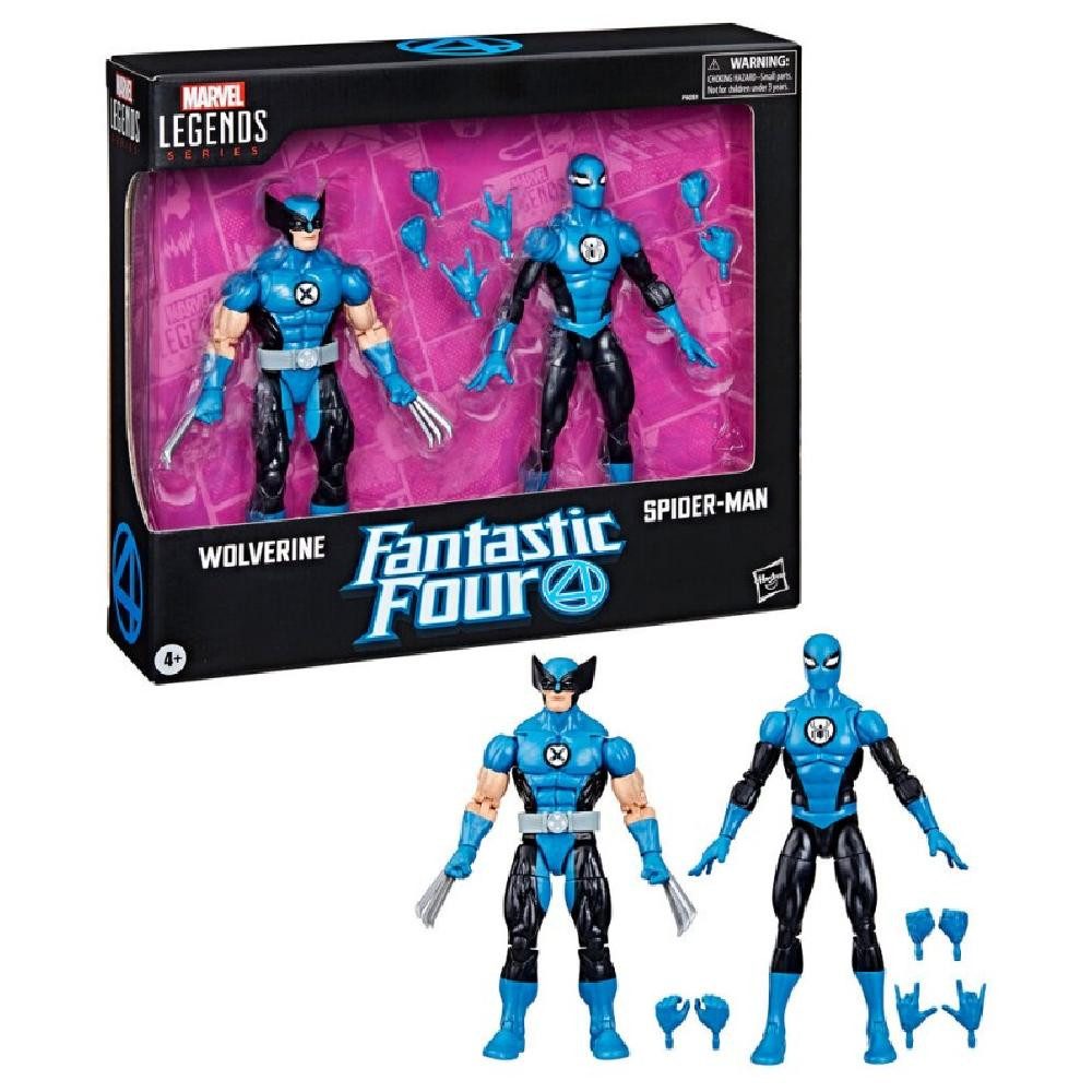 Hasbro Actionfigur Marvel Fantastic four Wolverine Spiderman pack 2 Figurs 15cm
