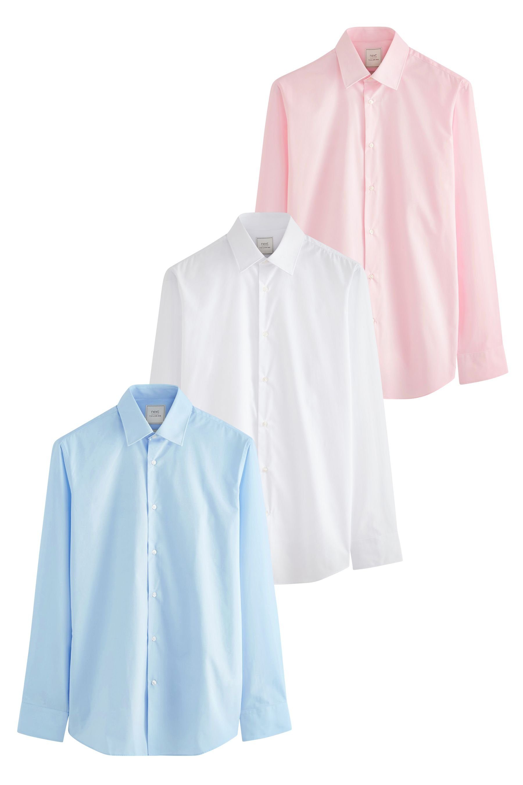 Langarmhemd Pflegeleichte Slim Fit Oxfordhemden im 3er-Pack
