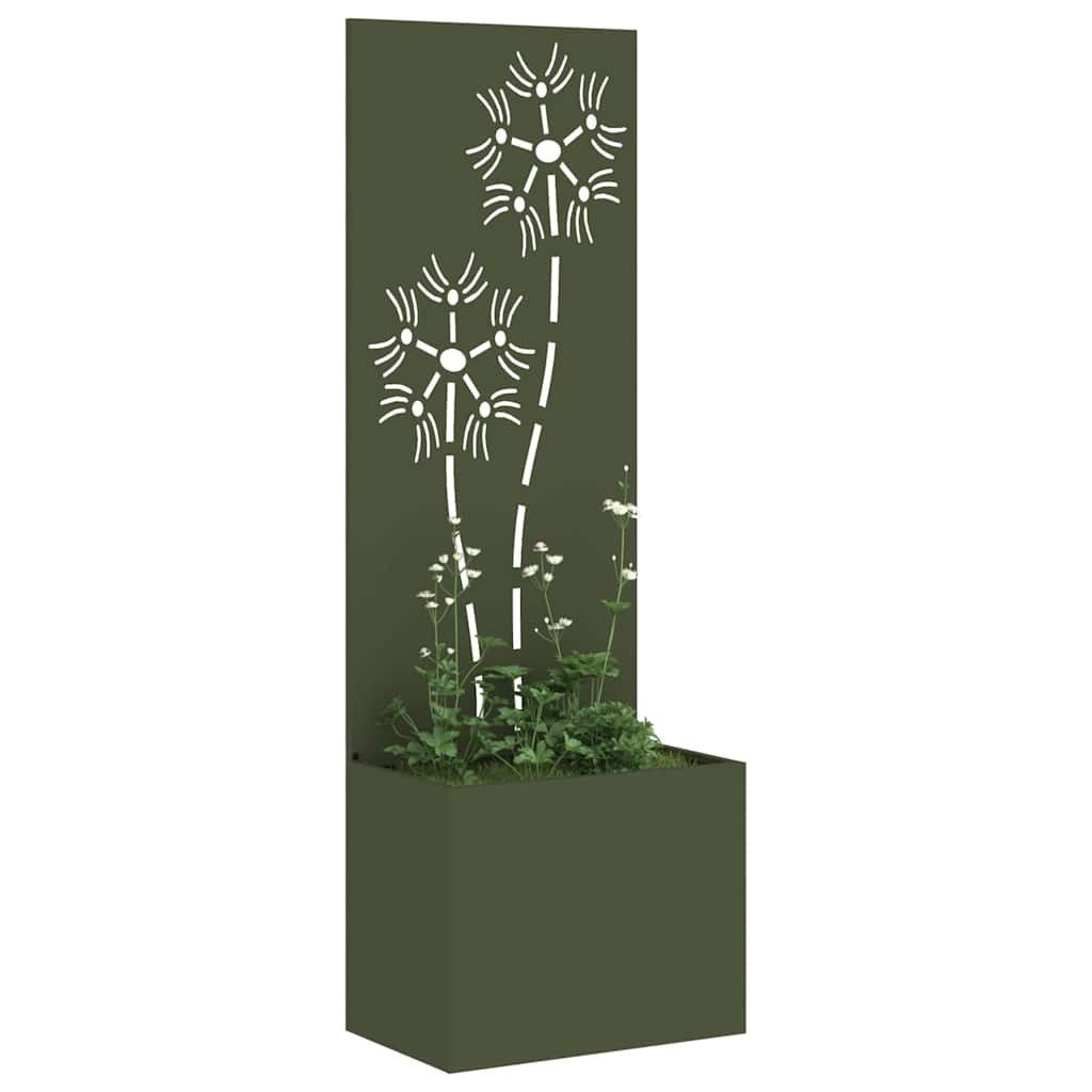vidaXL Wandbild Garten Sichtschutz-Leinwand Floral Olivgrün 50 x 32 x 150 cm, (1 St)