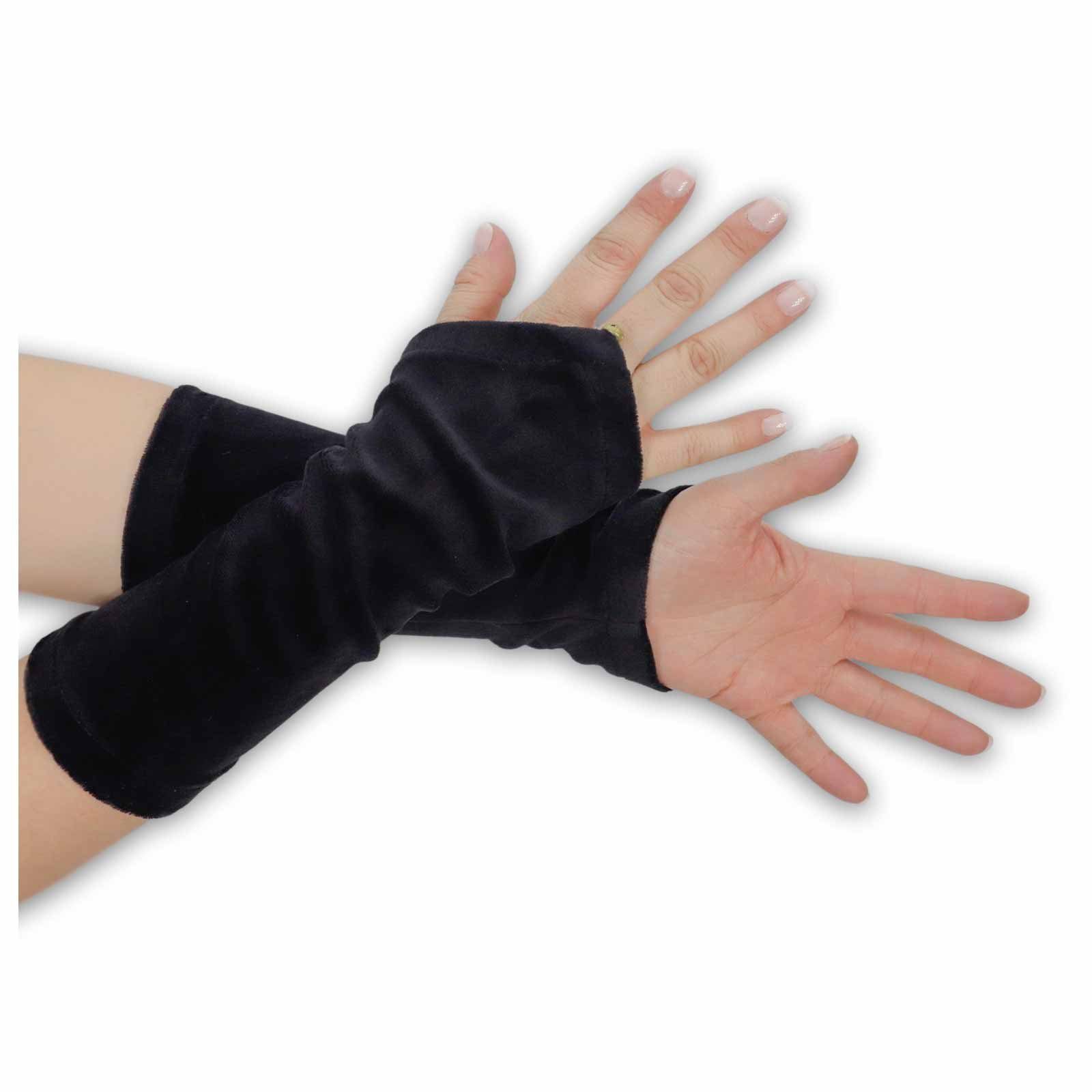 Armstulpen Boho Glöckchen MAGIE Armstulpen Handschuhe UND Schwarz Samt + / Damen Stulpen Black KUNST Handwärmer