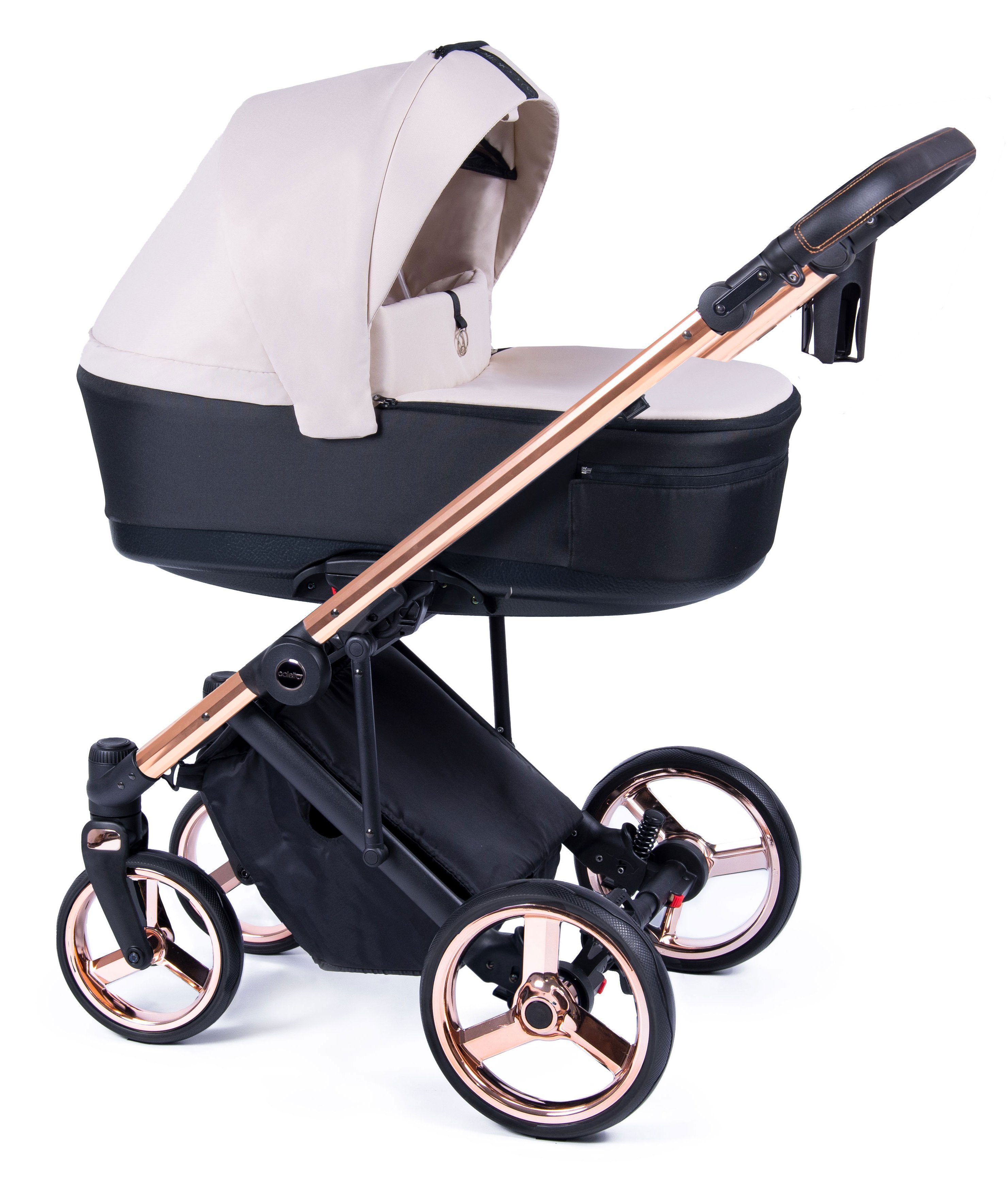 babies-on-wheels Kombi-Kinderwagen 2 in 1 - Designs in Fado 14 Creme Gestell 24 Kinderwagen-Set = Teile - gold