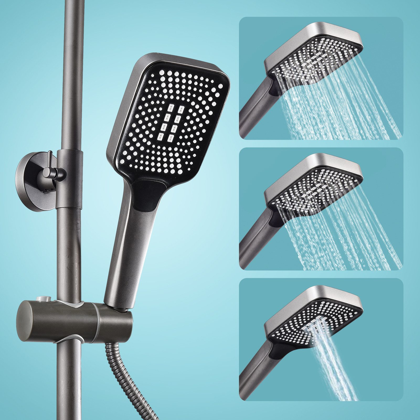 FUROKOY Duschsystem Brausegarnitur Badezimmer Haushalt Klavier 4-Gang-Taste günstig online kaufen