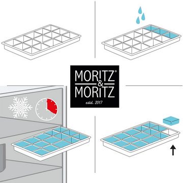 Moritz & Moritz Eiswürfelform Moritz & Moritz Kitchen - Eiswürfelform Eckig 15 Stück 2er Set inklusi, (2er Set 9-tlg), Silikonform für 30 Eiswürfel in Würfelform