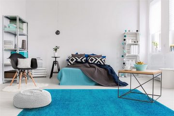 Teppich Teppich in türkis aus 100% Polyester - 150x80x4cm (LxBxH), möbelando, rechteckig, 80 x 17 x 4 x 150 cm (B/D/H/L)