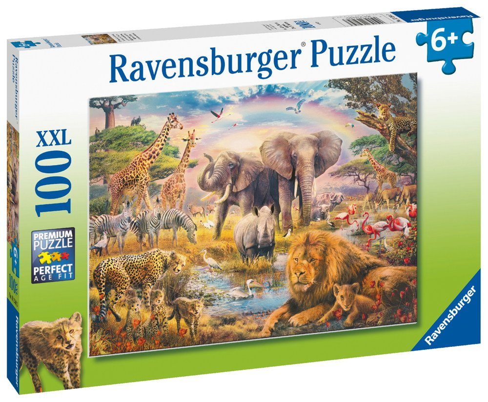 Ravensburger Puzzle 100 Teile Ravensburger Kinder Puzzle XXL Afrikanische Savanne 13284, 100 Puzzleteile