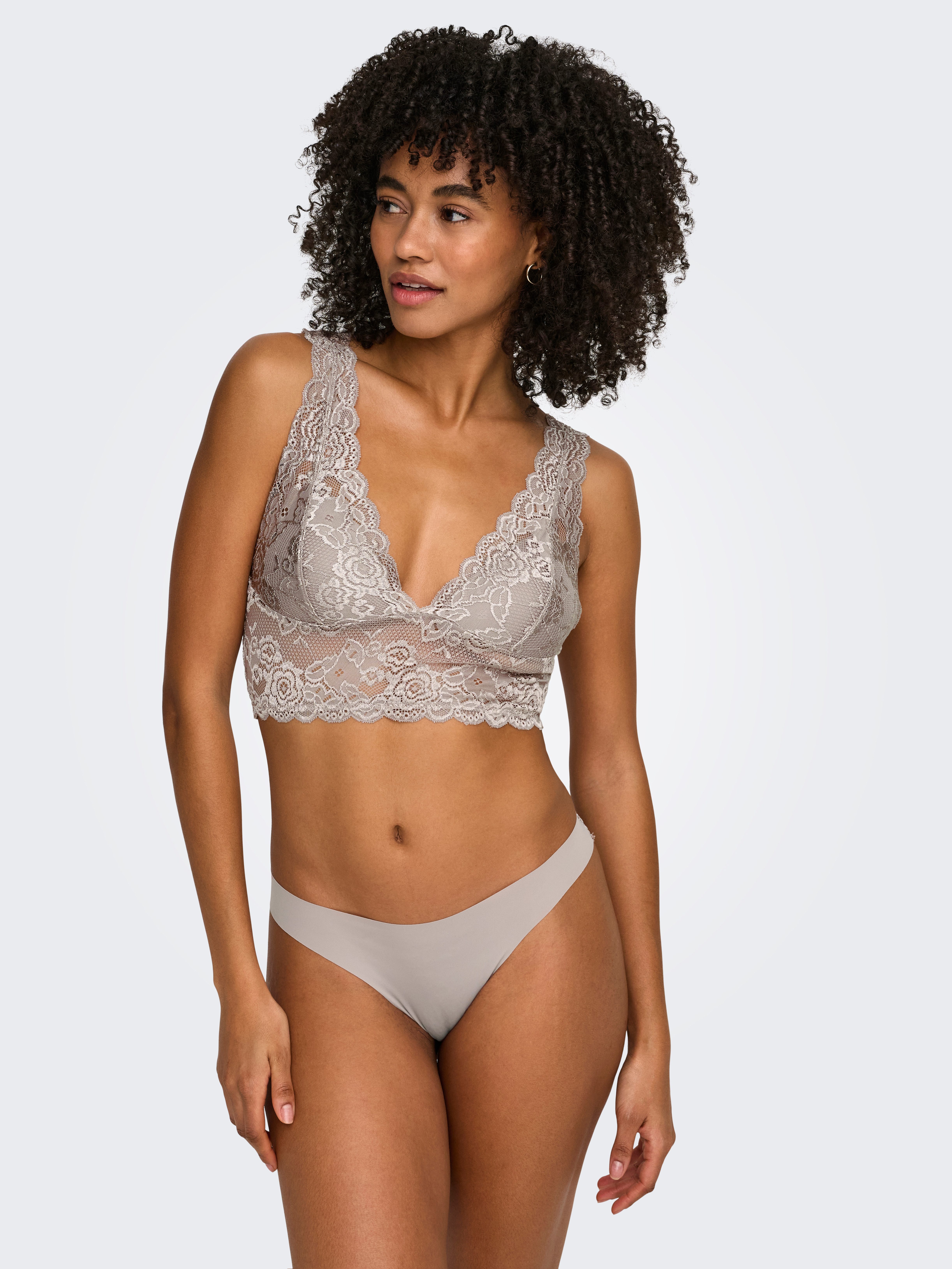 ONLY Spitzentop ONLCHLOE – Spitzen-Bra mit gepolsterten Cups und Stretch regular fit, feminin, Spitze, Kunstfaser, V-Ausschnitt