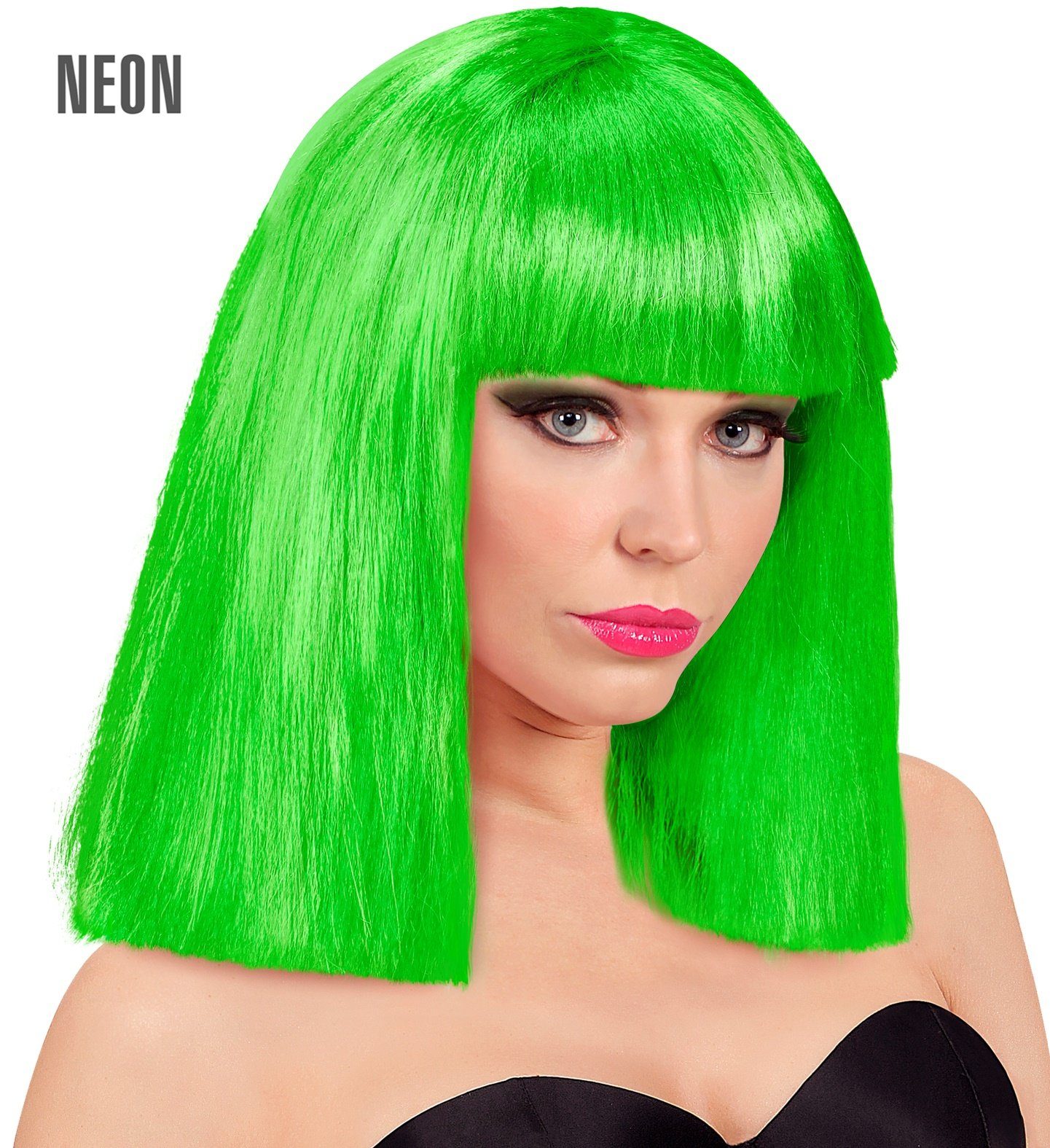 Kostüm-Perücke Damen Longbob Perücke 'Showgirl', Neon Grün