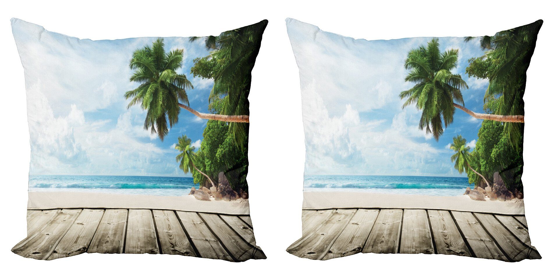 Tropic Abakuhaus Pier Sandy (2 Digitaldruck, Ocean Accent Beach Stück), Doppelseitiger Kissenbezüge Modern Palme