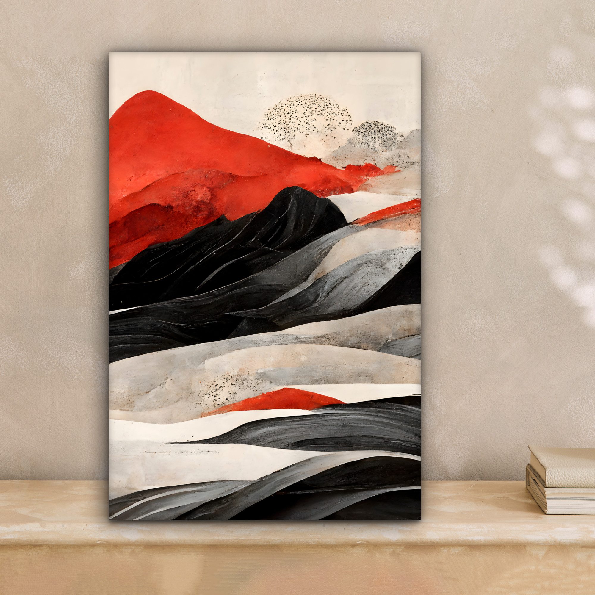 OneMillionCanvasses® Leinwandbild Kunst - Berge - Rot - Weiß - Schwarz, Fot günstig online kaufen