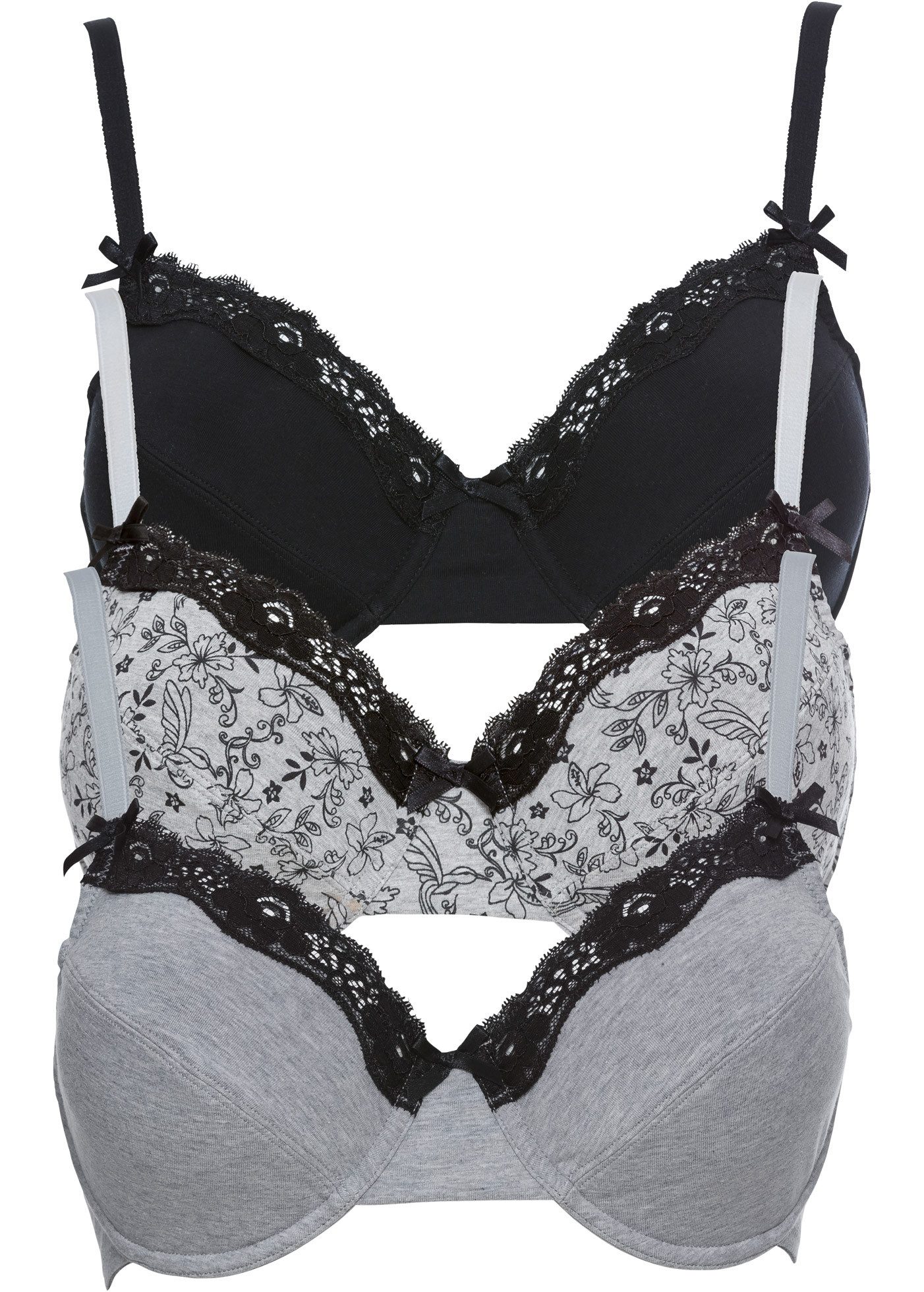 bonprix Bügel-BH (Packung, 3-tlg., 3) mit Bügel, mit Haken- und Ösenverschluss, aus Baumwolle