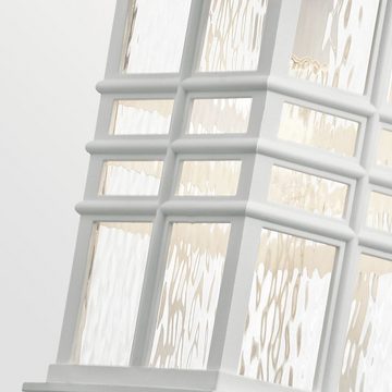 Licht-Erlebnisse Außen-Deckenleuchte LILARA, ohne Leuchtmittel, Außenleuchte IP44 E27 Weiß Glas Rustikal Hängeleuchte außen Haus
