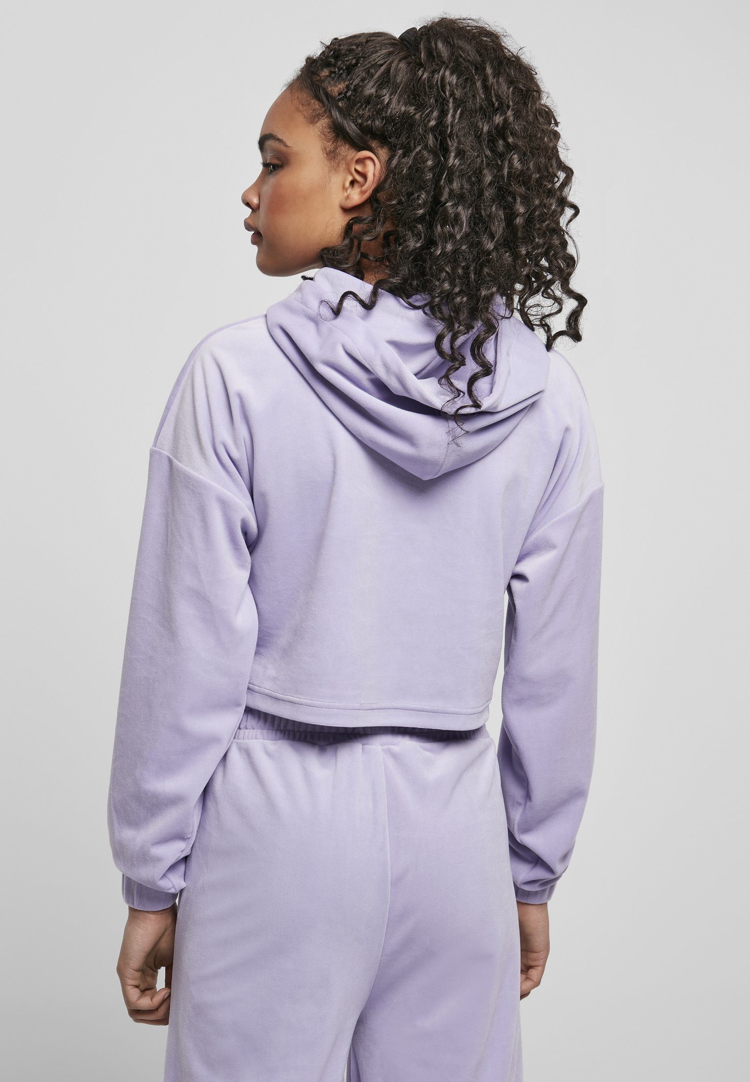 Damen (1-tlg) Velvet lavender Ladies Cropped Oversized Hoody CLASSICS URBAN Kapuzenpullover