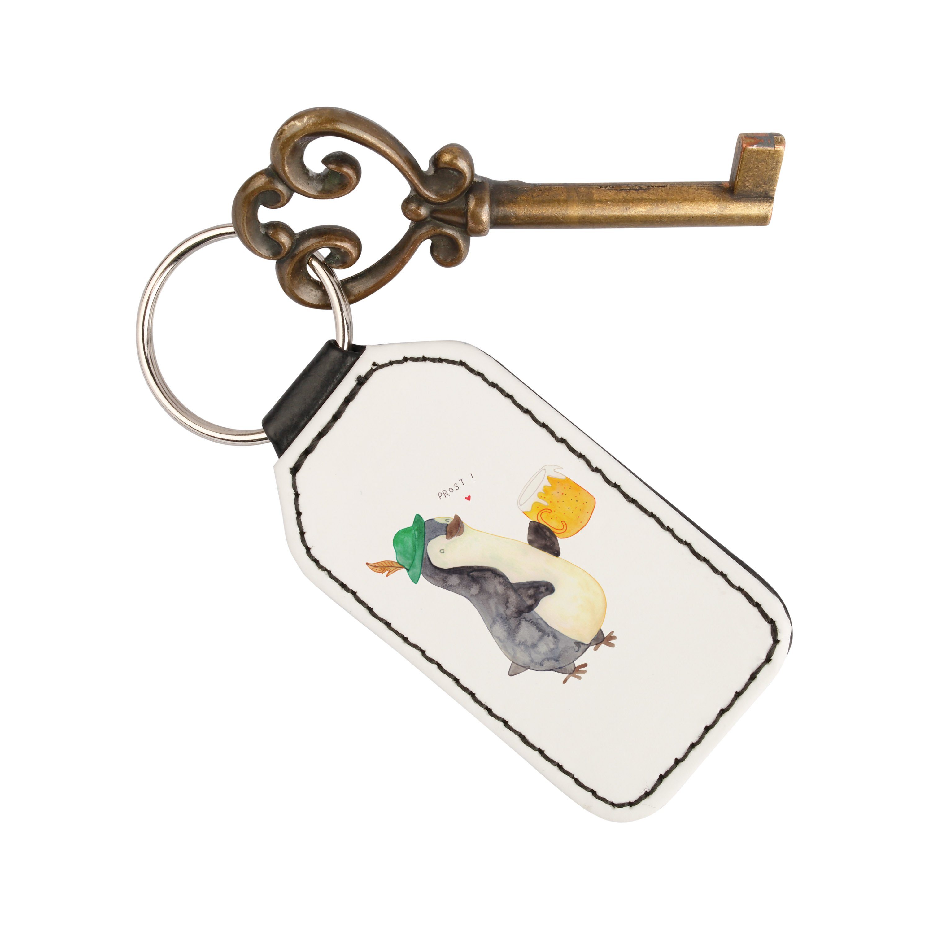 Mr. & Mrs. Panda Bierchen, Schlüsselanhänger, Geschenk, Weiß - Pinguin - Bier Taschena (1-tlg) Schlüsselanhänger