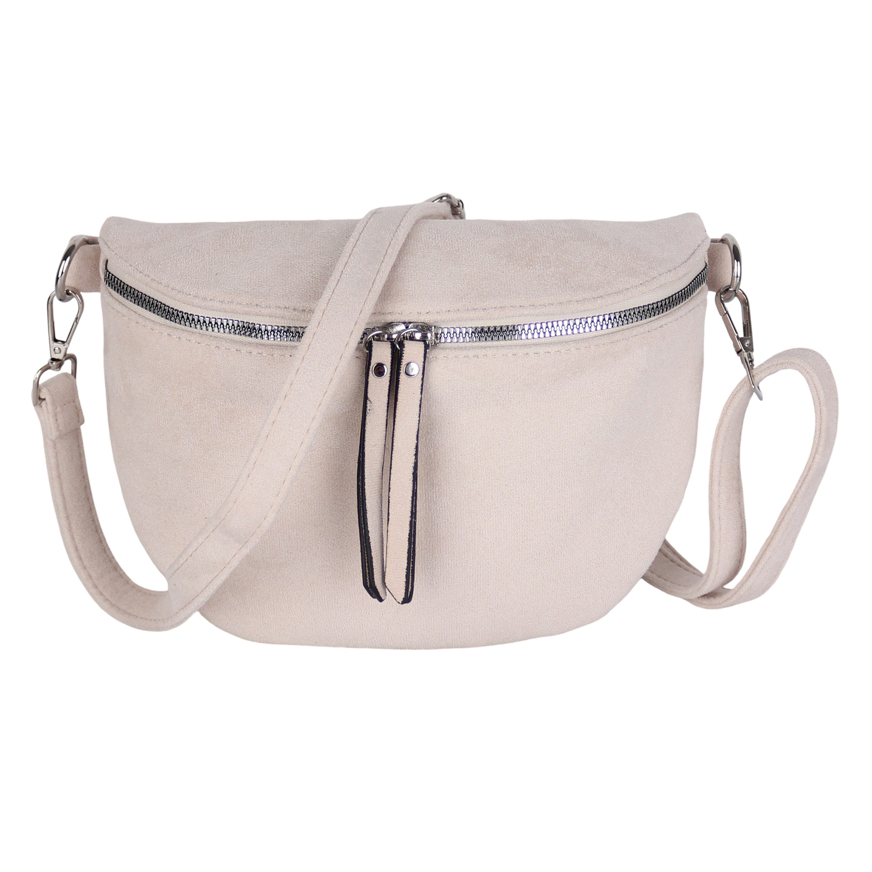 MIRROSI Bauchtasche Damen Taschen, Umhängetasche, Brusttasche, 26x18x9cm Wildleder Optik (Schultertasche für jednen Anlass), Crossbody Bag, Verstellbarer Schulterriemen für mehr Flexibilität.
