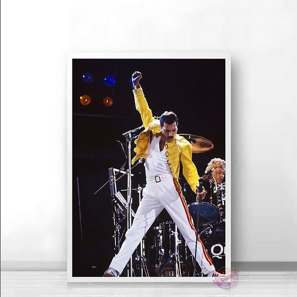 TPFLiving Kunstdruck (OHNE RAHMEN) Poster - Leinwand - Wandbild, Freddie  Mercury - Rocksänger der 70-iger und 80-ger Jahre - Queen - (Leinwand  Wohnzimmer, Leinwand Bilder, Kunstdruck), Leinwandbild bunt - Größe 13x18cm