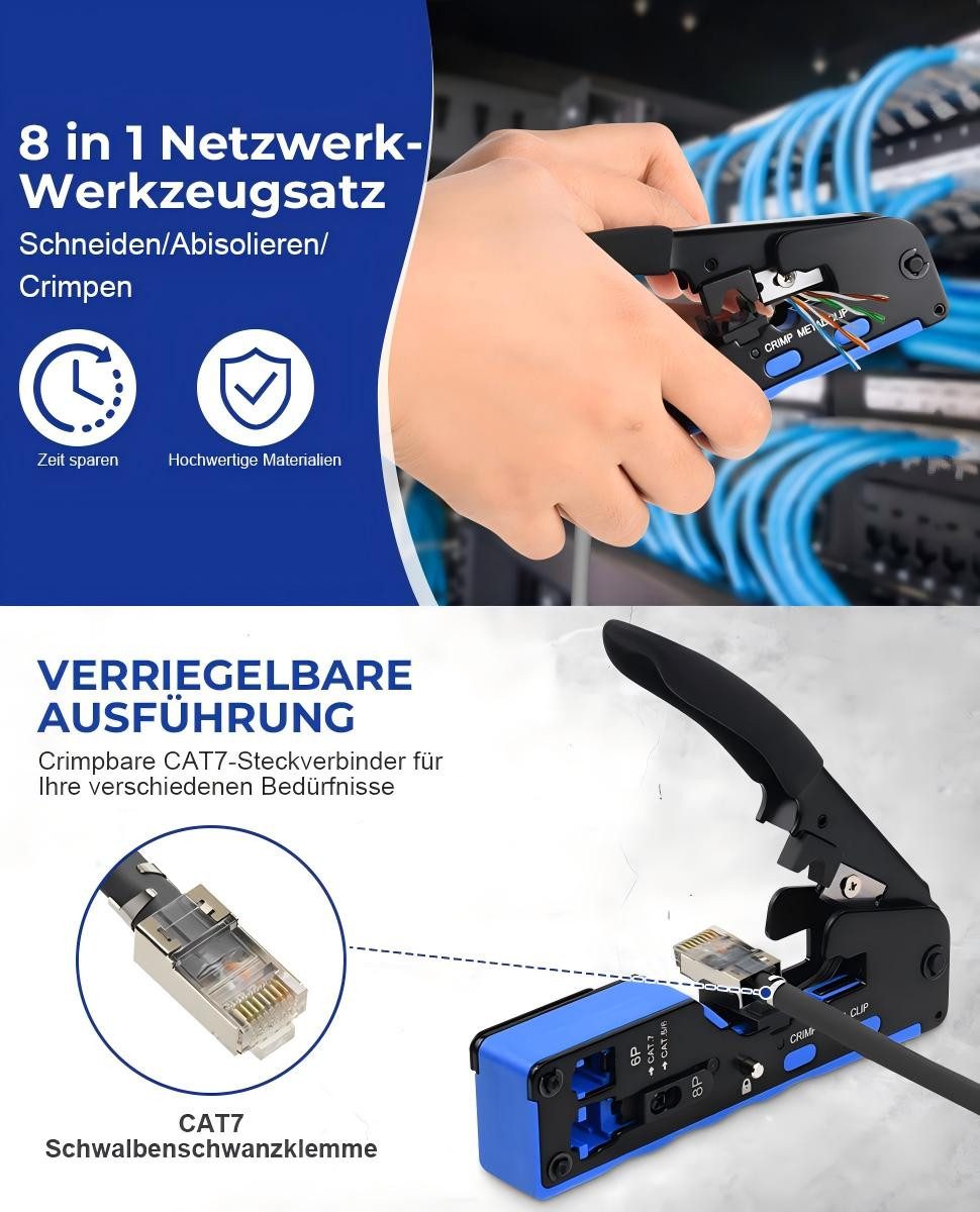 Thumbnail - JOYOLEDER Crimpzange Werkzeug Set für Netzwerk und Telefoninstallation Set, RJ45 Crimpzange, Cat6/Cat7 Netzwerkkristallk...