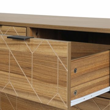 WISHDOR Sideboard Anrichte Flurschrank Küchenschrank Kommode (mit 7 Schubladen und Griffe)