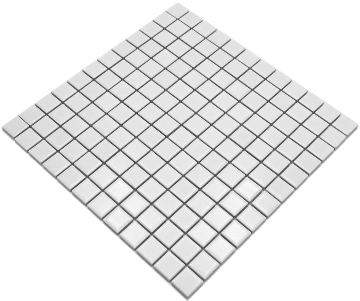 Mosani Mosaikfliesen Keramikmosaik Mosaikfliesen WEISS MATT Bad Küchenrückwand