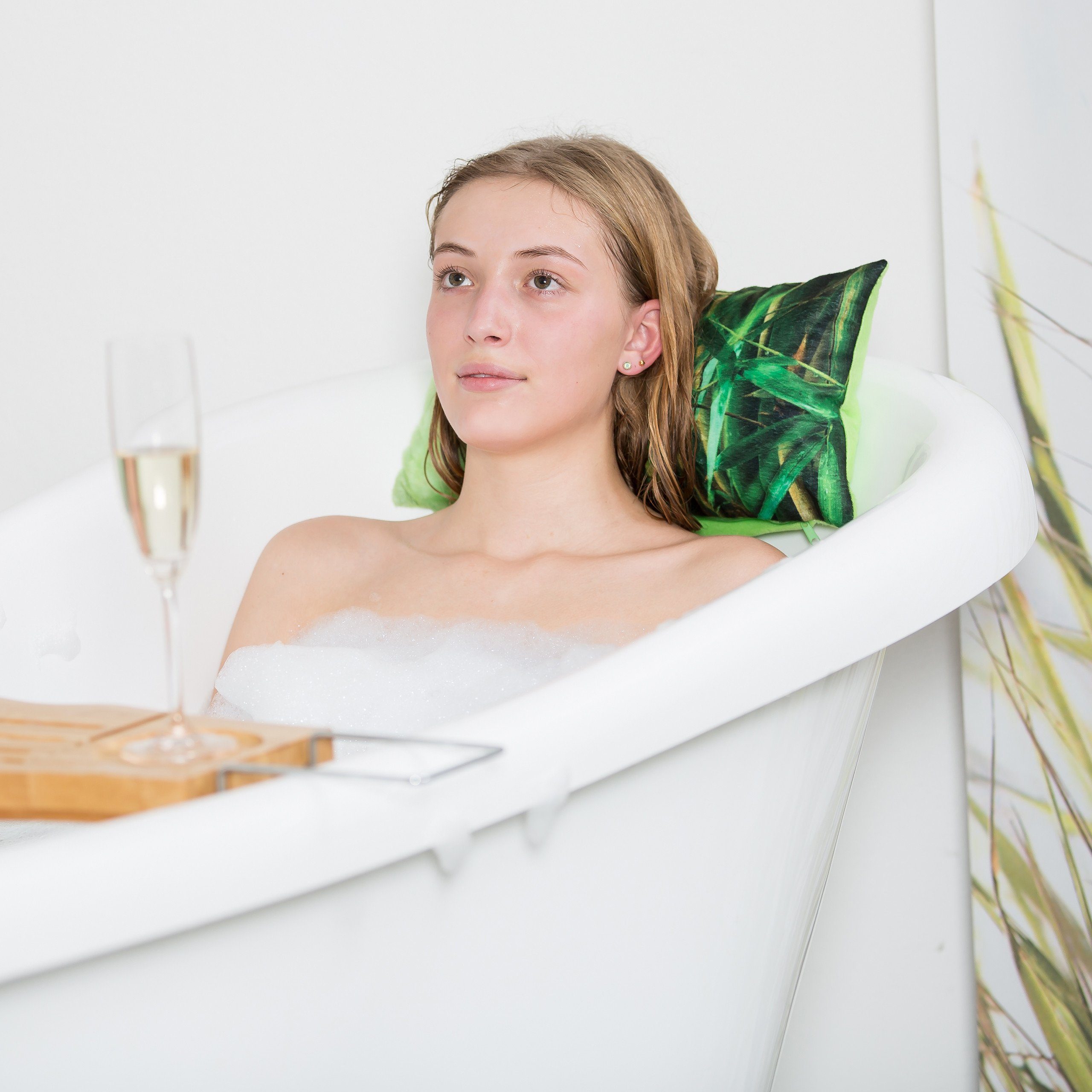 relaxdays Badewannenablage Nackenkissen für Badewanne, Bambus günstig online kaufen