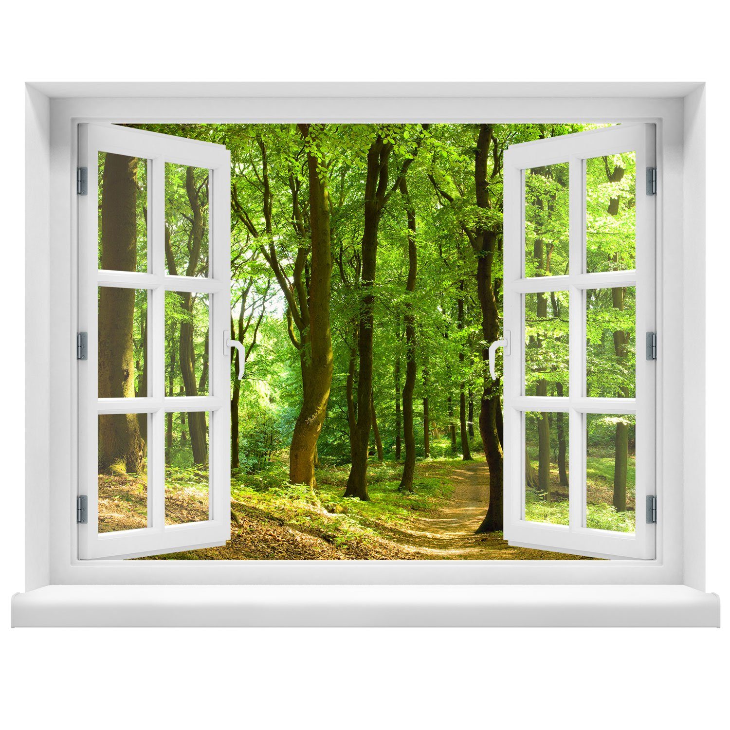 WallSpirit Wandsticker "Fensterblick mit Aussicht", Selbstklebend, rückstandslos abziehbar