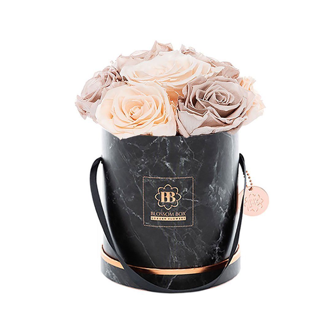 Trockenblume Medium - Black Marble Flowerbox - Nude-Chocolate Bouquet, MARYLEA