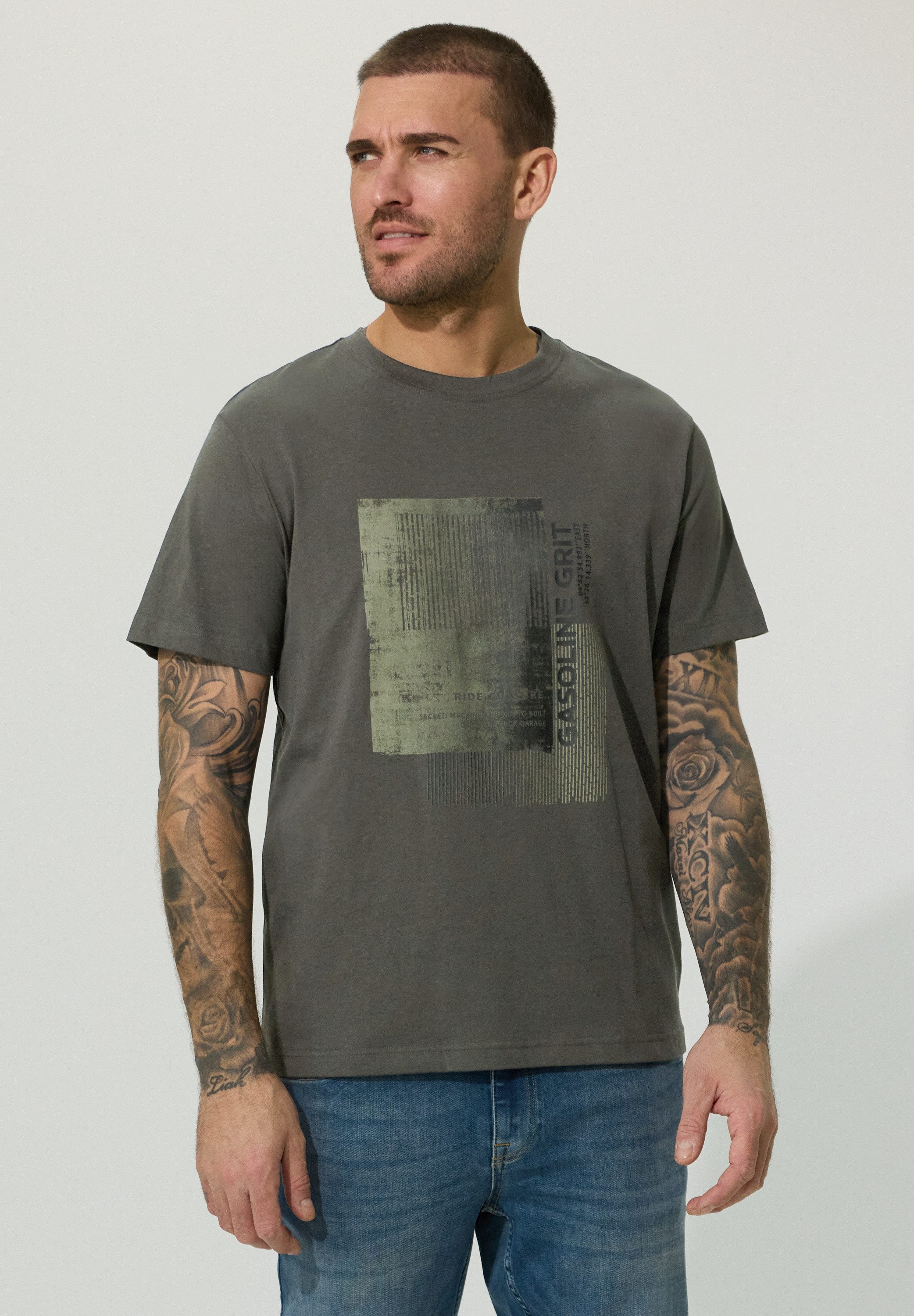 STREET ONE MEN T-Shirt mit Frontprint günstig online kaufen