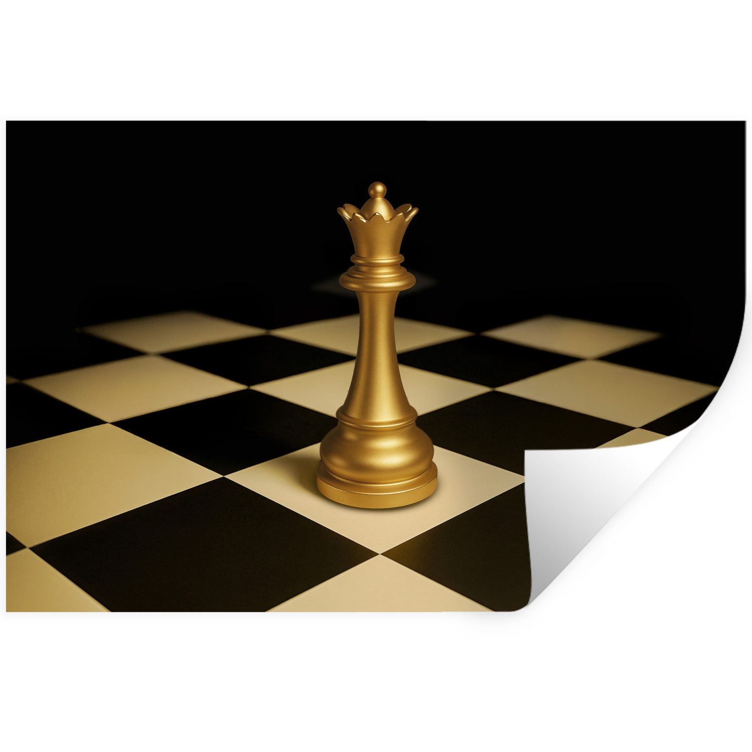 MuchoWow Wandsticker Dame - Schachfigur - Blockiert - Gold (1 St), Wanddeko, Aufkleber, Wandtattoo, 120x80 cm